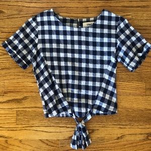 Juniors Maddie Navy Plaid Top